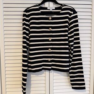 Ann Taylor Black and White Striped Top